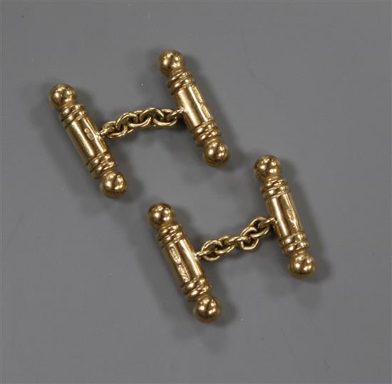 A pair of 9ct yellow gold baton cufflinks, 14.9g